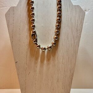 Necklace Vintage Heavy Beaded Silver Toned Choker Necklace 16” Inches Lot# 392